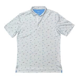 Johnnie-O Surfin' Stripes Men's Short Sleeve Golf Polo Shirt - Size Medium